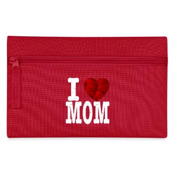 I love Mom T Shirt Geschenk Rubin Herz mama - Federtasche - Rot - Vorne