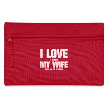 FUNNY LOVE MY WIFE ET PÊCHE Spruche - Trousse - rouge - Devant