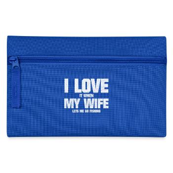 FUNNY LOVE MY WIFE ET PÊCHE Spruche - Trousse - bleu royal - Devant