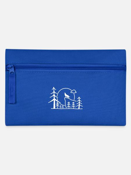 Wolf Wildnis Geschenk Wald Mond wild Natur Felsen - Federtasche - Royalblau