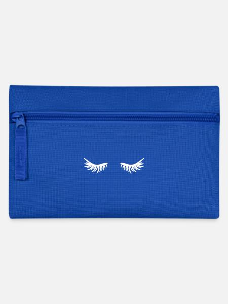 Geschlossene Augen - Wimpern - Federtasche - Royalblau