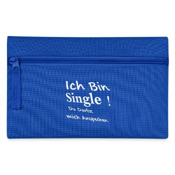 Ich bin single! du Darfst mich Ansprechen - Federtasche - Royalblau - Vorne