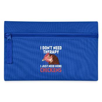 Keine Therapie - brauche nur mehr Hühner - Federtasche - Royalblau - Vorne