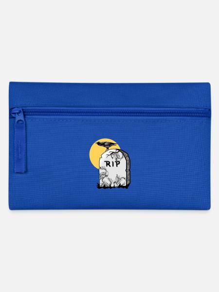 Grabstein mit Krähe - Federtasche - Royalblau