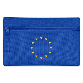 Europa Herzen, I love Europe, EU, Fahne, Flagge, - Federtasche - Royalblau - Vorne