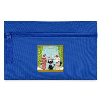 Katzen Weihnachtszauber - Federtasche - Royalblau - Vorne