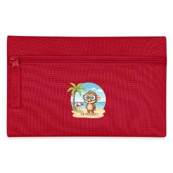 Süßer Affe mit Brille Strandsommerferien - Federtasche - Rot - Vorne