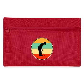Retro-Golfer-Silhouette Vintage-Sonnenuntergangs-Sportkunst - Federtasche - Rot - Vorne