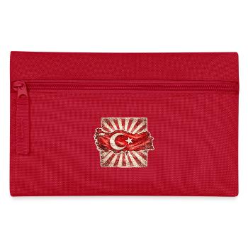 Turkey Flag Map Vintage Artwork - Pencil Case - red - Front