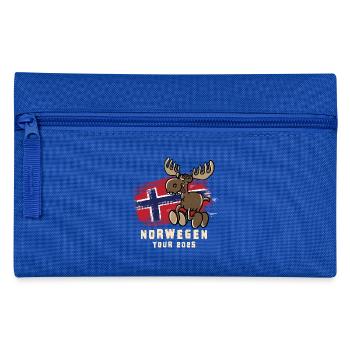 Norwegen Tour 2025 – Flagge & lustiger Elch - Federtasche - Royalblau - Vorne