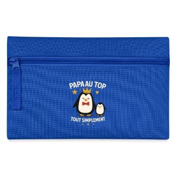 Papa au top idée cadeau fête des pères Noël - Trousse - bleu royal - Devant