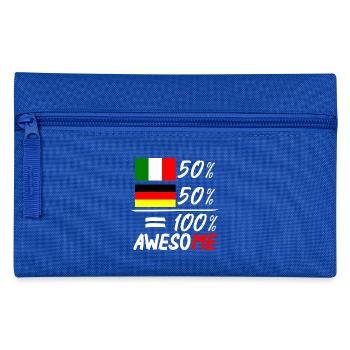 50% Italienisch 50% deutsch - Federtasche - Royalblau - Vorne