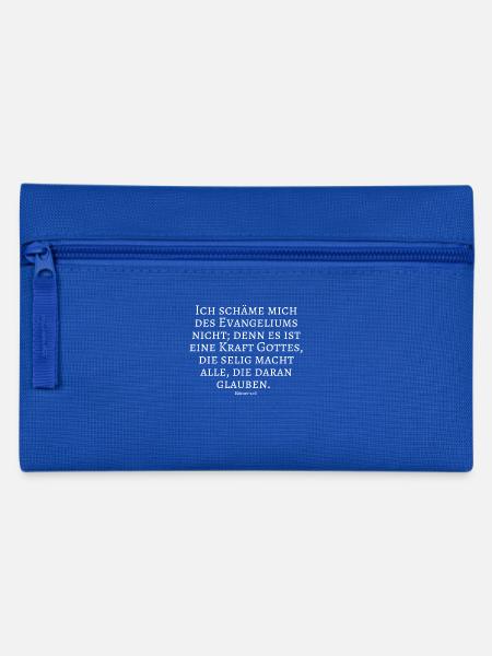 Evangelium, Kraft, Gott, Macht, Selig, Glaube - Federtasche - Royalblau