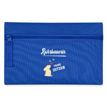 Rohrbauerin Ostern Rohrbau Oster Outfit Osterhase - Federtasche - Royalblau - Vorne