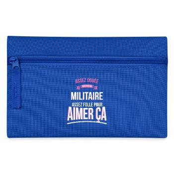 Militaire douée folle cadeau femme - Trousse - bleu royal - Devant
