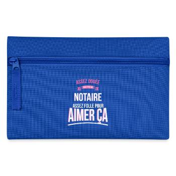 Notaire douée folle cadeau femme - Trousse - bleu royal - Devant