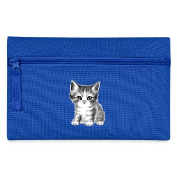 Kitty cat black-white fluffy sweet cute - Pencil Case - royal blue - Front