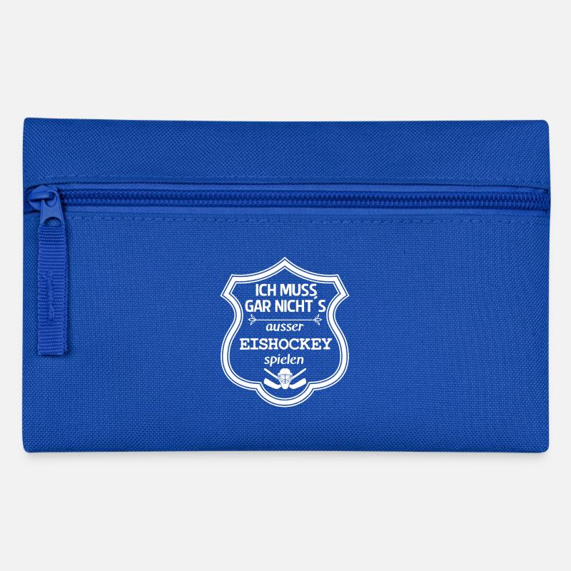 Ich muss gar nichts Eishockey - Federtasche - Royalblau