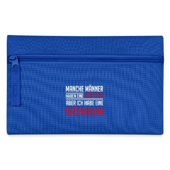Partner Shirt · Beziehung · verheiratet · Königin - Federtasche - Royalblau - Vorne