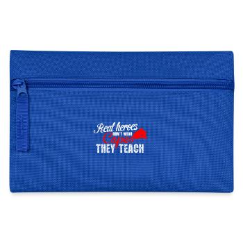 wahre Helden sind Lehrer - Geschenk für Lehrer - Federtasche - Royalblau - Vorne
