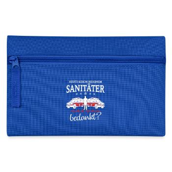 Rettungsdienst Shirt · Sanitäter · Heute bedanken - Federtasche - Royalblau - Vorne