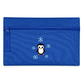 Pinguin im Schnee Schneeflocke Weihnachten - Federtasche - Royalblau - Vorne