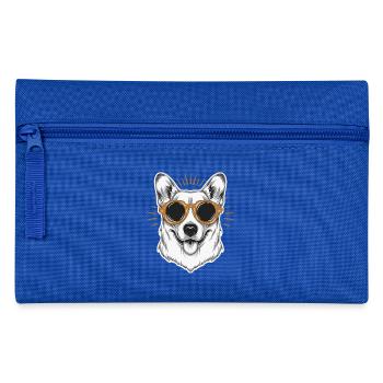 Cool Corgi avec des lunettes de soleil Drôle de chien Corgi amoureux - Trousse - bleu royal - Devant