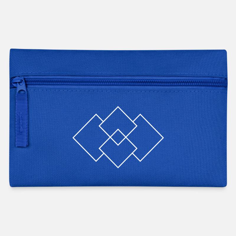 Vierecke weiss - Federtasche - Royalblau