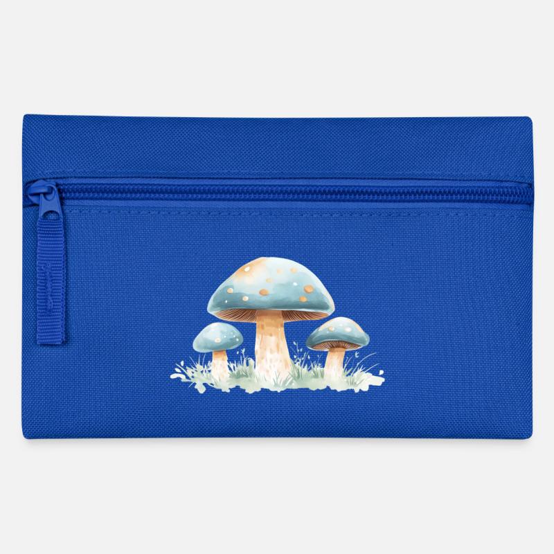hellblaue Pilze, Aquarelldesign - coole Pilze - Federtasche - Royalblau