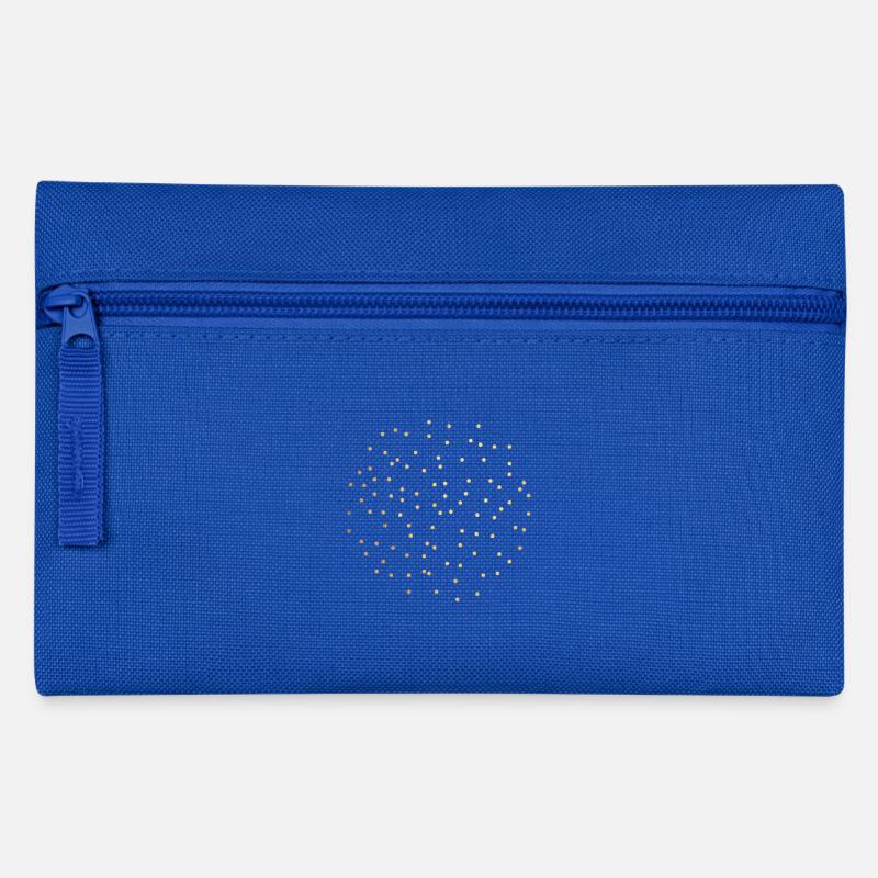 goldene Punkte - Federtasche - Royalblau