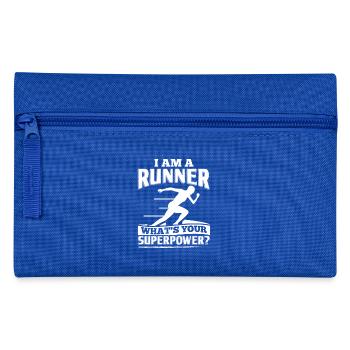 Funny Running Runner Shirt I Am A - Federtasche - Royalblau - Vorne