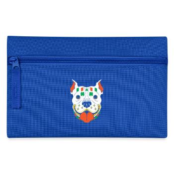 St Patrick Tag Zuckerschädel Pitbull Irland Flagge - Federtasche - Royalblau - Vorne