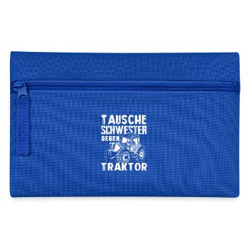 Traktor Shirt · Landwirtschaft · Schwester - Federtasche - Royalblau - Vorne
