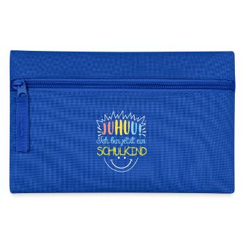 Kinder Shirt · Schule · Kids · Juhuu Schulkind - Federtasche - Royalblau - Vorne