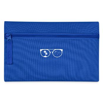 Vacances - Vacances - Palmiers - Lunettes de soleil - Cadeau - Trousse - bleu royal - Devant