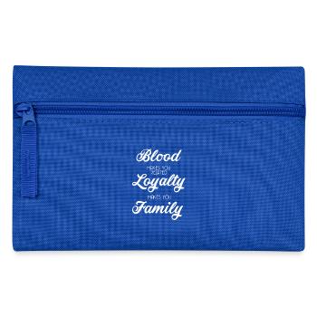 Blut verbindet - Familie - Loyalität - Geschenk - Federtasche - Royalblau - Vorne