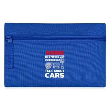 Warning may spontaneously talk about cars - Pencil Case - royal blue - Front
