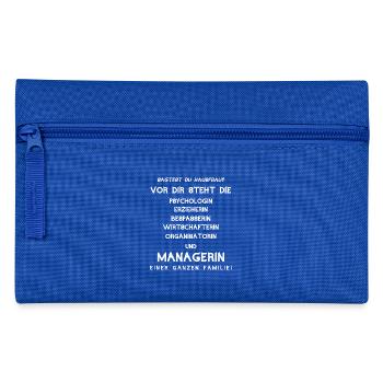 Hausfrau Familienmanagerin Spruch Geschenk lustig - Federtasche - Royalblau - Vorne