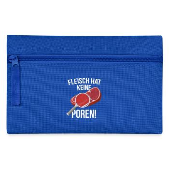 "Fleisch hat keine Poren!" - Federtasche - Royalblau - Vorne