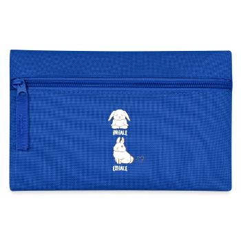 Hasen - Hase - Yoga - Inhale - Exhale - Federtasche - Royalblau - Vorne