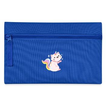 Caticorn assis - Drôle chat caticor - Trousse - bleu royal - Devant