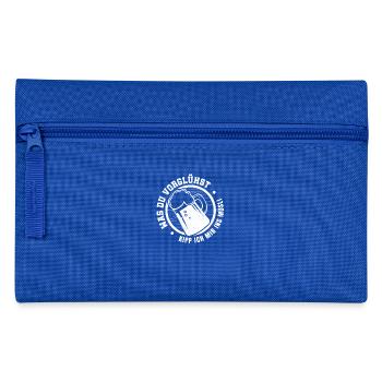 Vorglühen, Müsli, Bier - Federtasche - Royalblau - Vorne
