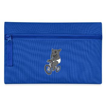 Tapir Riding Bicycle T-Shirt Funny Animal Malayan - Pencil Case - royal blue - Front