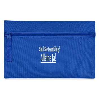 Witziger Spruch - Federtasche - Royalblau - Vorne