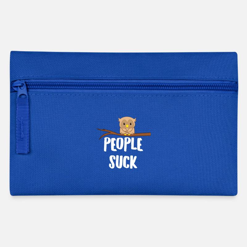Eule - Uhu - Kauz - Eulen T-Shirt - People Suck - Federtasche - Royalblau
