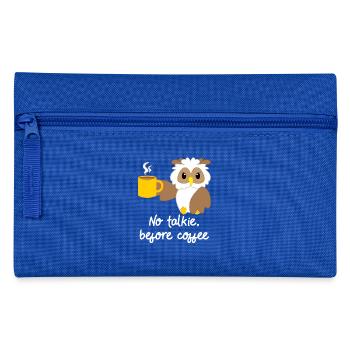 Eule - Uhu - Kauz - Eulen T-Shirt - Kaffee - Federtasche - Royalblau - Vorne