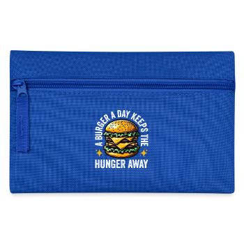 Ein Burger am Tag hält den Hunger lustig - Federtasche - Royalblau - Vorne