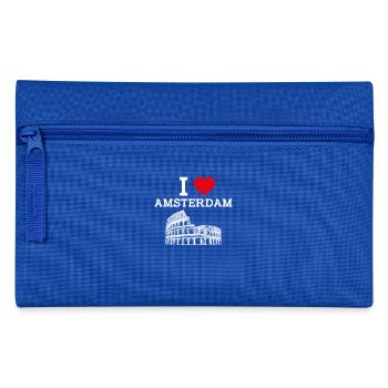 I love Amsterdam Colosseum Heart Flagge Niederlande - Federtasche - Royalblau - Vorne