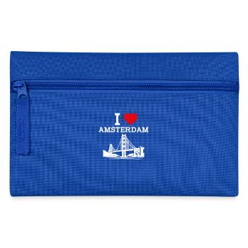 I love Amsterdam Niederlande Wortspiel Golden Gate Brücke - Federtasche - Royalblau - Vorne