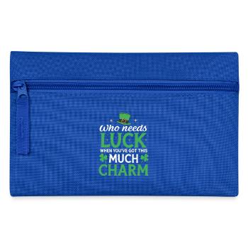 Wer braucht schon Glück, wenn man so viel Charme hat - Federtasche - Royalblau - Vorne